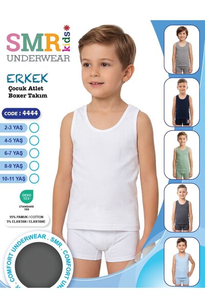 SMR Kids Erkek Çocuk Beyaz Atlet Boxer Takımı