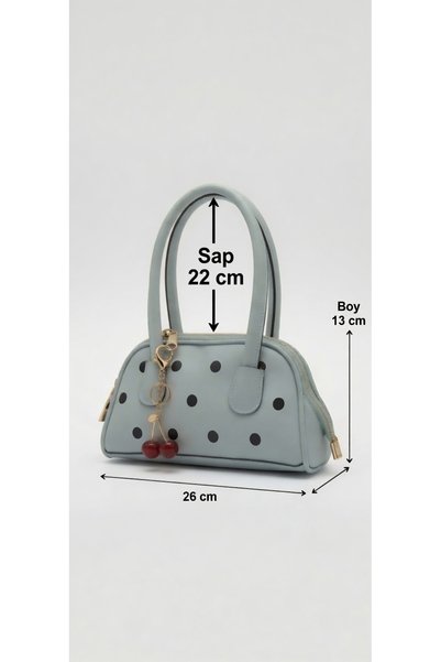 cantamella Baby Blue Polka Dot Handbag, Arm and Shoulder Bag - Cherry Bag with Gift