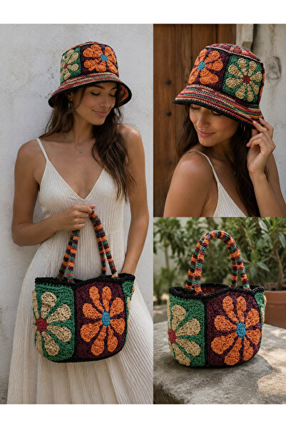 ARTTMACRAME Bohemian Style Knitted Bag and Hat Set |   Summer Handmade Accessory