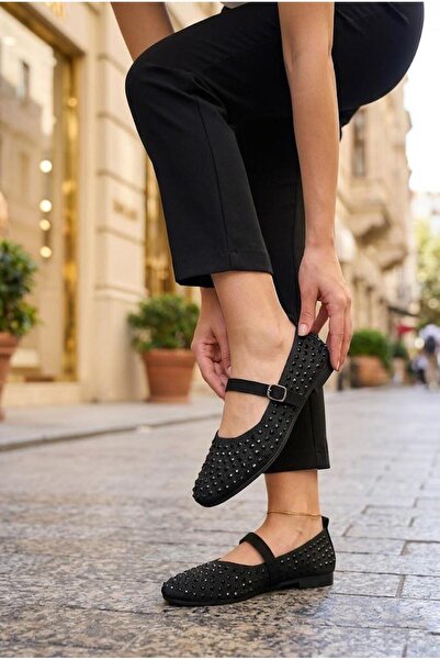 fort 3170 Knitwear Comfortable Buckle Detailed Women's Ballerinas with Stone ...