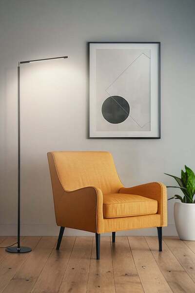 Generic Floor Lamp LED Modern Standing Reading Light Metal Base, 3 Color & St...