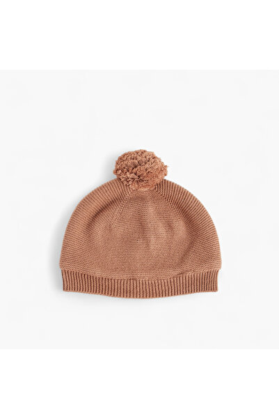 Juniors Baby Knitted Beanie with Pom Pom Detail - Cotton