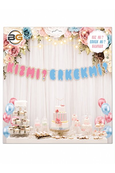 BG Kızmı? Is He Male? Pink-Blue Gold-Silver Framed Calligraphy Banner with Te...