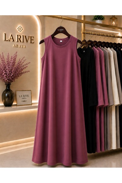 La Rive Dark Purple Abaya Without Sleeves