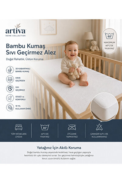Artiva Home Collection Bambu Premium Sıvı Geçirmez Fitted Bebek Alezi | Soft ...
