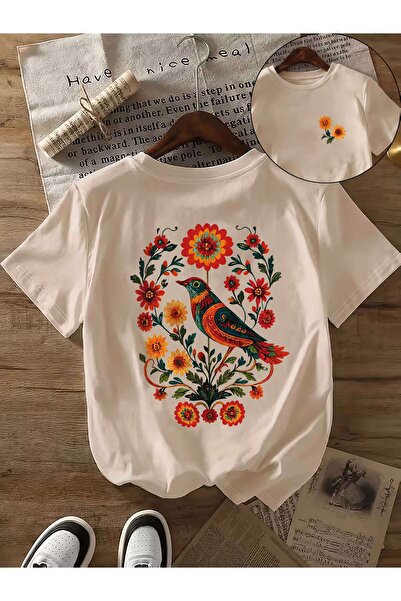trendypassion Boho-Chic Floral Bird Printed Design Tshirt