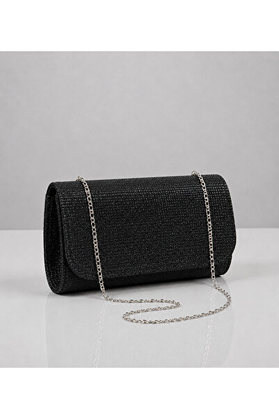 Ayhan Kundura Women's Silvery Black Evening Dress Bag with Chain