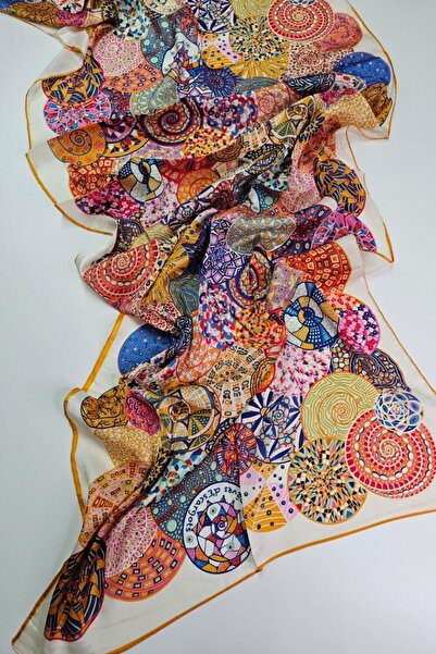 shalya scrafs Ethnic Mandala Pattern Colorful Voile Silk Shawl Accessory Shou...