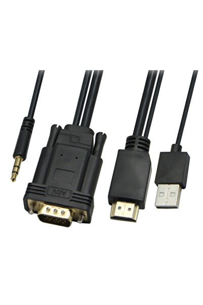 POWERTECH καλώδιο HDMI & USB σε VGA & 3.5mm CAB-H111, 1080p, 5m, μαύρο