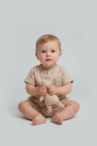 Caramell Baby Boy Patterned Short Sleeve Summer Jumpsuit