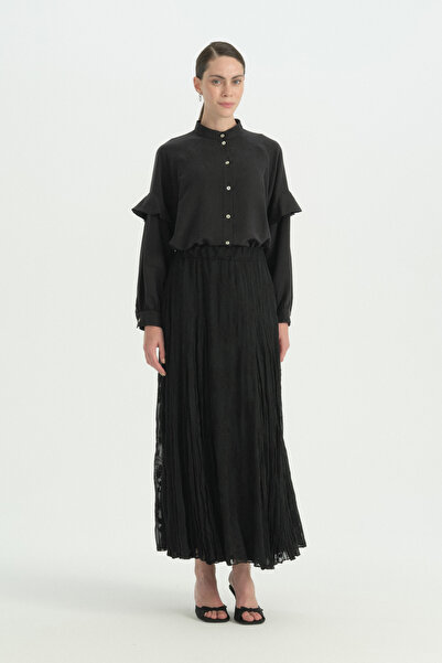 Nihan Comfortable Fit Chiffon Skirt - Black