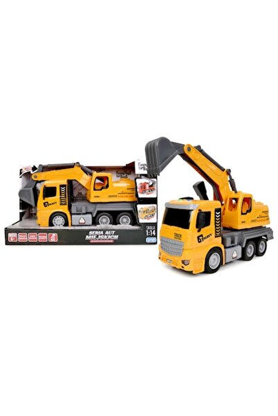 Artyk Excavator de jucărie, 28 cm, lumini frontale, sunete, cu fricțiune, alb...