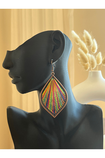 Büyük Hanım Damla Model Colorful Rope Style Earrings