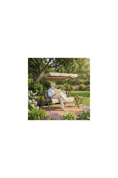 Mercaton Balansoar de grădină pentru 3 persoane, 170 x 110 x 153 cm, bej înch...