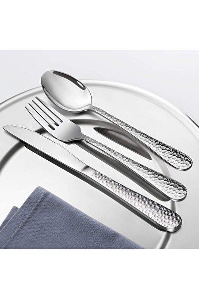 KASTWAVE Cutlery Set, Stainless Steel Flatware Silverware Set, Hammered Desig...