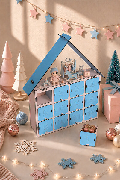 Mingitav Adventa Advent Calendar Ahşap 12 Çekmeceli Numaralı Karne Yılbaşı Do...