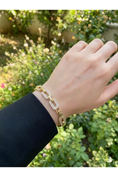GİS JEWELRY Xuping Altın Kaplama Zirkon Taşlı Modern Kesim Bileklik