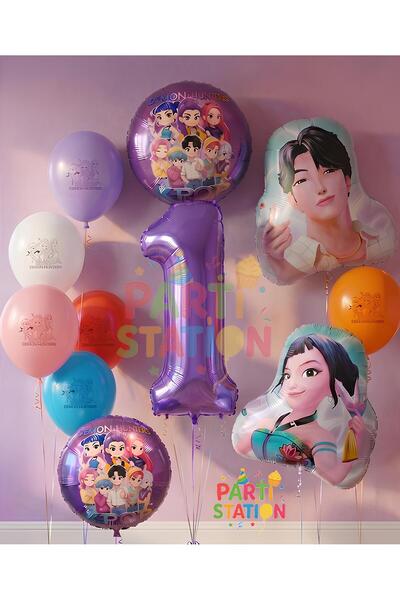 Parti Station Demon Hunters Kpop Themed 1St Birthday Balloon Set 11 Piece Dem...