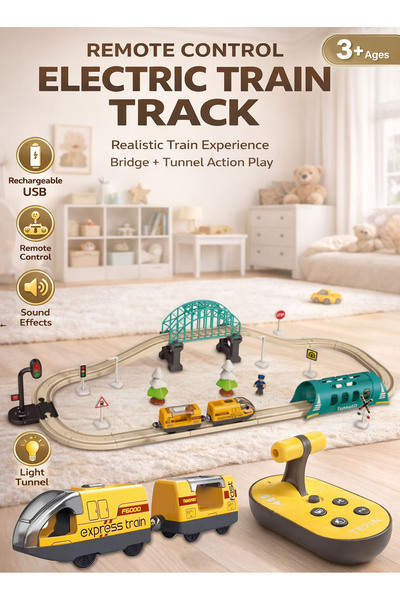 Choo Choo Train Remote Control Electric Train Track Set for Kids 3+ Years Rec...