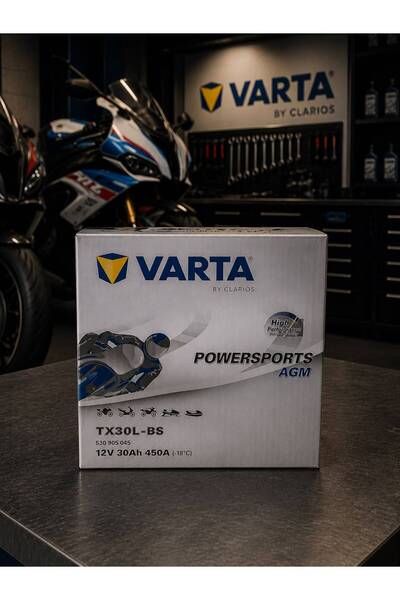 Varta 12V 30Ah AGM Motosiklet Aküsü ATV UTV Jetski TX30LBSS Bakımsız Yüksek Akü