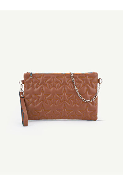 Rivina Women's Star Embroidered Portfolio Handbag with Wrist Strap and Satin ...