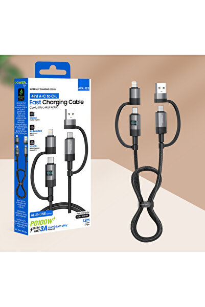 Mooni Tech Hızlı Şarj Kablosu 4in1 100W Type-C Lightning USB Çoklu Şarj Kablo...
