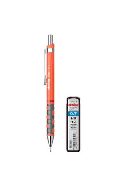 Rotring Creion mecanic 0.7, Rotring, culoare portocaliu neon, cu set de mine ...