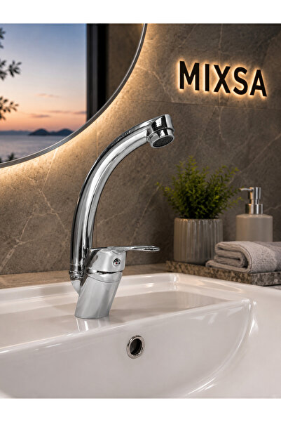 MİXSA صنبور نافورة لحوض المغسلة من لوكس 360 بأنبوب دوار مزدوج لمدخل المياه