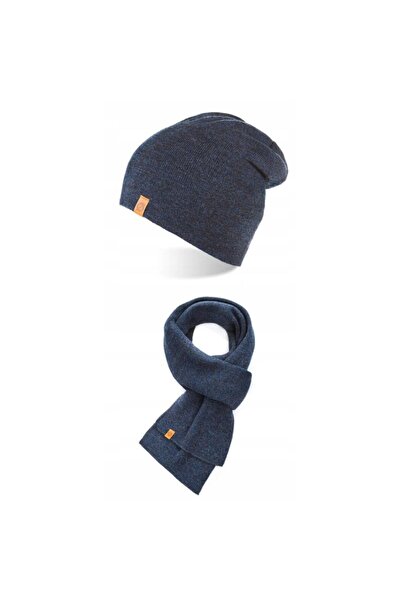 Brødrene Set caciula cu fular Brodrene, Acril, Universal, Bleumarin