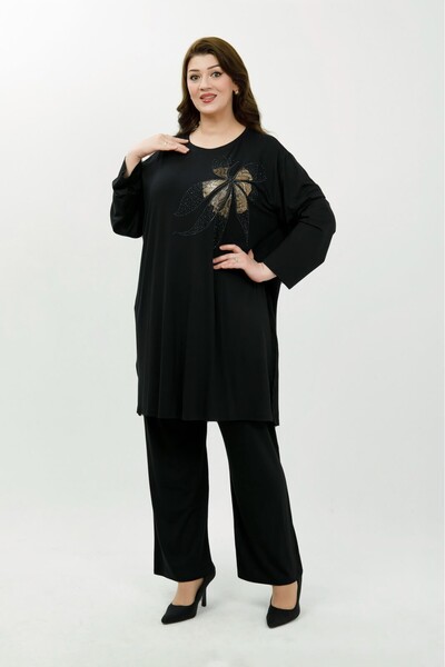By Alba Collection Women's Black Combed Cotton Lycra Top and Bottom Loose Plu...