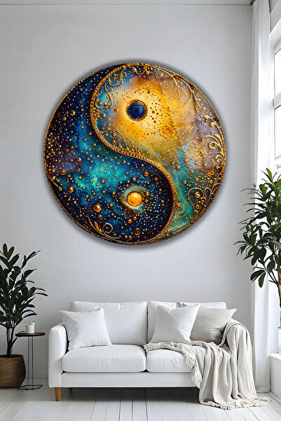 Parıltı Yayınları Yin Yang Tasarımlı Galaksi Desenli Lüks Temperli Cam Tablo