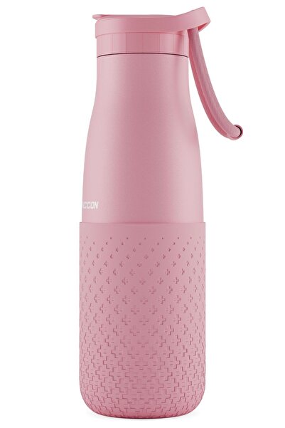 Puccon 500 ml Pink Steel Flask/Thermos with Straw - Silicone Body (Plus) - 50010