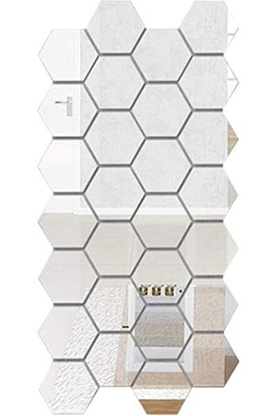 The Bros 12 Piece 3D Hexagon Acrylic Mirror Wall Stickers DIY Art Decoration ...