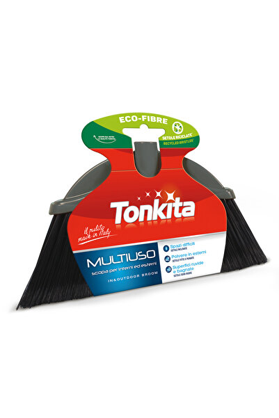 Tonkita Grey Universal Indoor & Outdoor Broom – Multi-Surface Sweep Brush for...