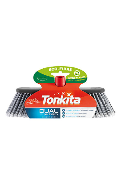 Tonkita Grey Dual Indoor Broom – Multi-Surface Floor Cleaning Broom for Tile,...