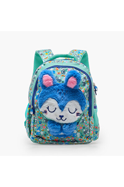 Lifestyle Rabbit Plush Detail School Backpack for Girls 2-5 Years with Zip Cl...