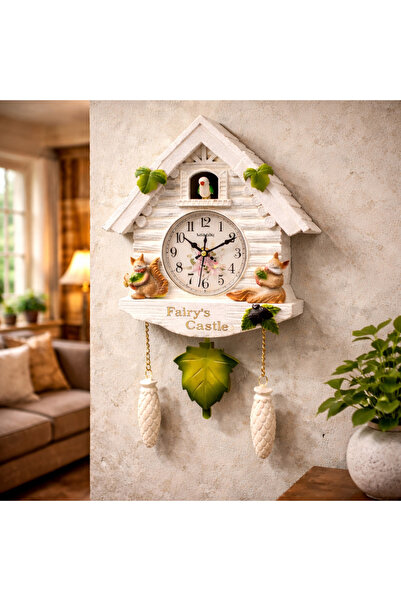 Vivendo Ceas de perete cu pendul si cuc Fairy Castle 26 x 48 x 9 cm