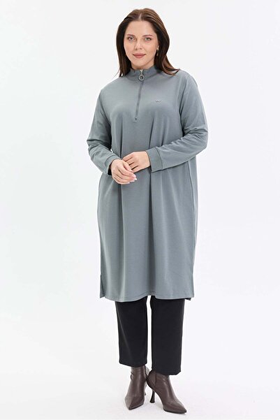 KADO OUTLET Dik Yaka İki İplik Fermuarlı Tunik