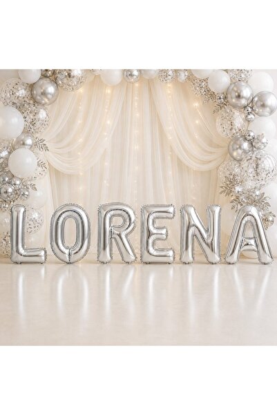 OEM Baloane Personalizate Nume LORENA, Argintiu, 40 cm, Decor Foto și Evenimente