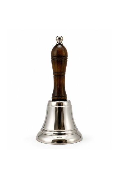 Store Pirinç El Çanı Ahşap Saplı 17 x 7 Cm – Nostaljik Dekoratif Masa Çanı, M...