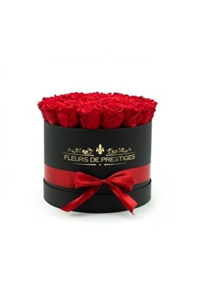 OEM Aranjament floral Pasiune Roșie, cutie neagră rotundă, 35 trandafiri din ...