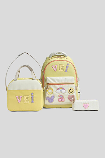 WANDER BAG Girl's 3-Piece School Bag Set with Lunch Box and Pen Holder, Prima...