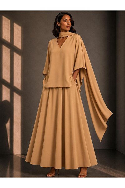 ALYEL NAKER Regular Kimono Sleeve Blouse & Midi Full Circle Skirt Top & Botto...