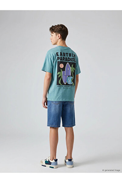 LC Waikiki Green Crew Neck Boy's T-Shirt