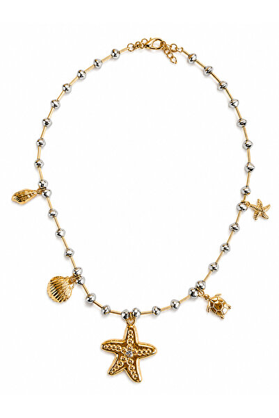 Bo Takı ve Aksesuar Sea-Themed Charm Metal Beaded Necklace