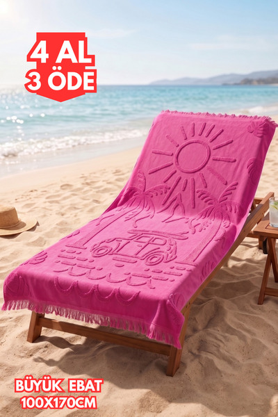 kennylake selection %100 Pamuk Plaj Havlusu 100x170 cm | Kabartma Desenli, Pü...