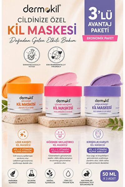 Dermokil Clay Mask Anti-Blemish/Pore Tightening/Anti-Aging and Anti-Wrinkle 3...