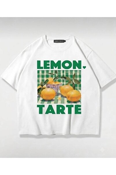 Marco Fresco TRICOU CU GULER ROTUND CU IMPRIMEU LEMON TARTE
