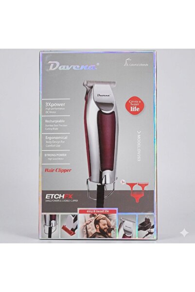 Davena Davina Hair Trimmer and Shaver Dv-268 with 3 Heads 4 in 1, Silver/Red