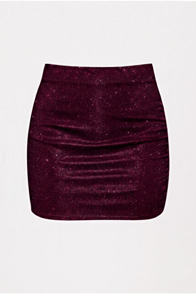 SLAW REZZ Women's Glittery Drawstring Mini Skirt High Waist Stretchy Shorts S...